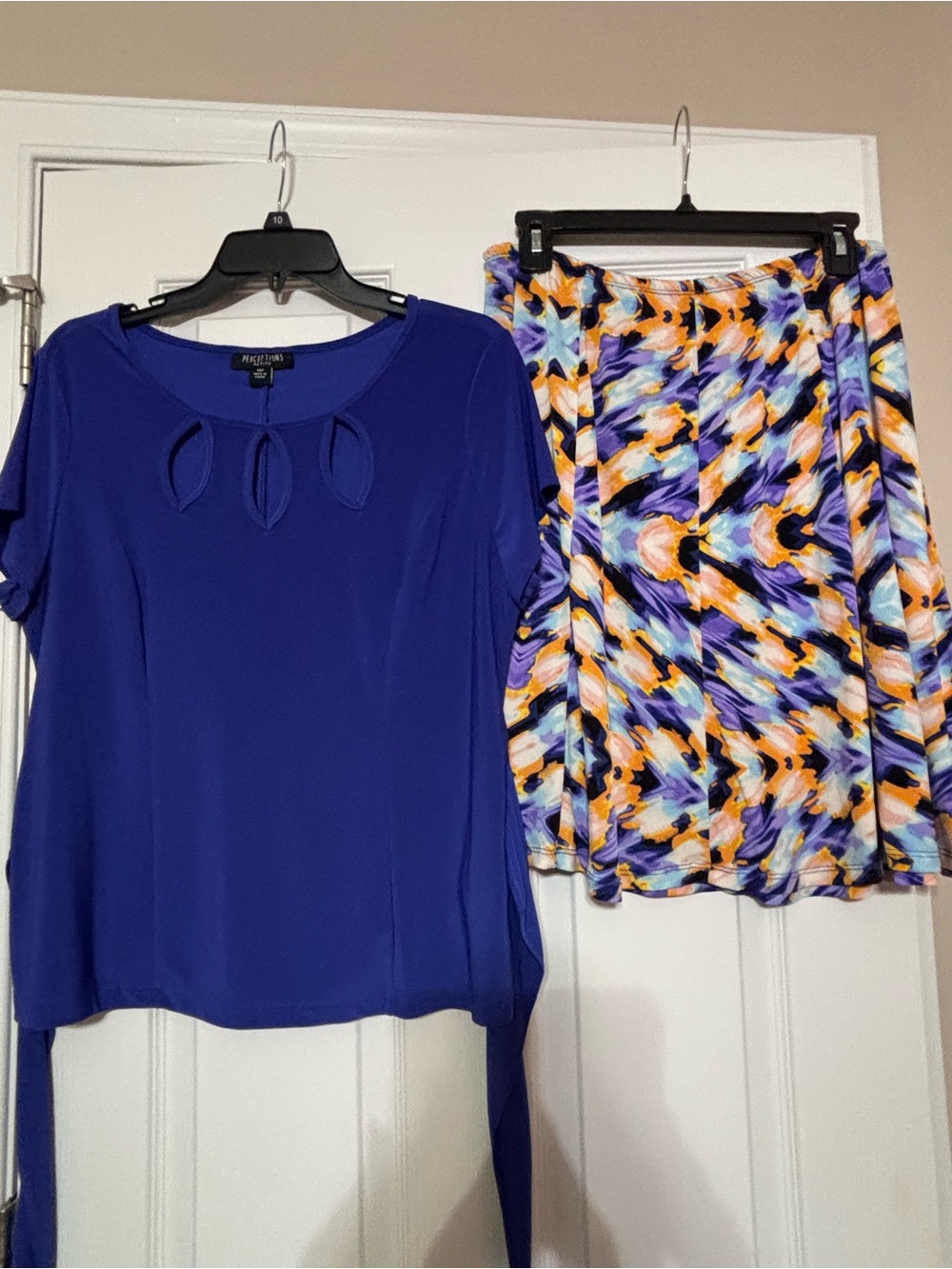 Perceptions Petite Skirt Set with Neck Cutout